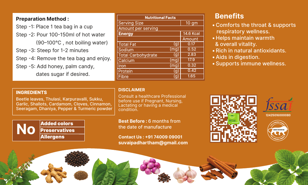 Suvaasamirtham (Breath Elixir) Herbal Dip Tea